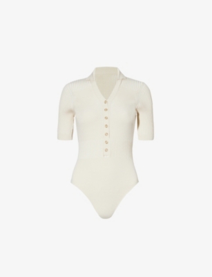 JACQUEMUS JACQUEMUS WOMEN'S OFF-WHITE LE BODY YAUCO V-NECK KNITTED BODY