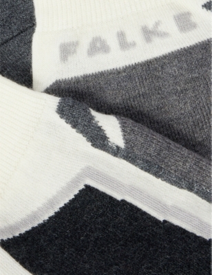 FALKE WOMENS 2040 OFFWHITE SK2 INTERMEDIATE CONTRAST-PANEL WOOL-BLEND KNEE-LENGTH SOCKS EUR 35-36/2-3 UK 