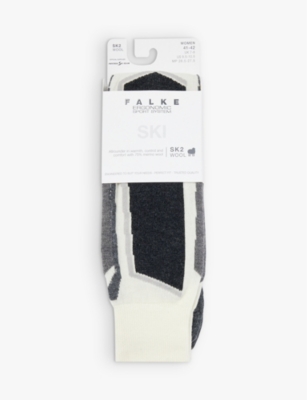 Falke Sk2 Intermediate Contrast-panel Wool-blend Knee-length Socks In 2040 Offwhite