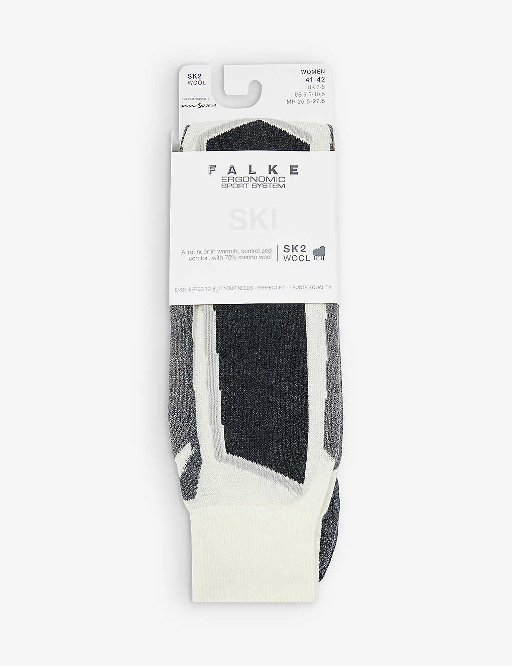Falke Sk2 Intermediate Contrast-panel Wool-blend Knee-length Socks In 2040 Offwhite