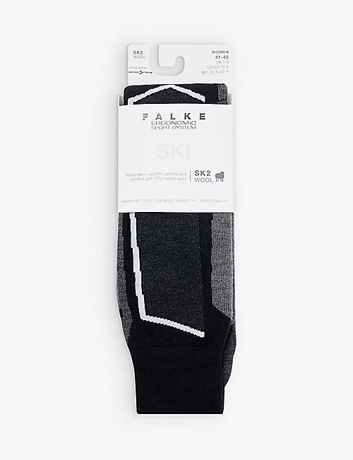 FALKE ERGONOMIC SPORT SYSTEM: SK2 Intermediate contrast-panel wool-blend knee-length socks