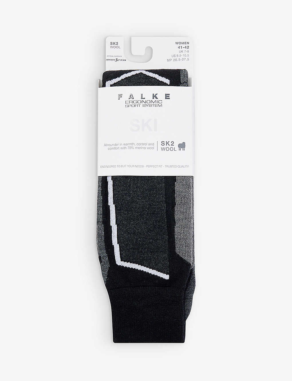 Falke Sk2 Intermediate Contrast-panel Wool-blend Knee-length Socks In 3010 Black Mix
