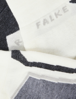 Falke Ergonomic Sport System Womens 2040 Offwhite Sk4 Advanced Contrast-panel Woven Knee-length Sock In 2040 Offwhite