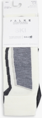 Falke Ergonomic Sport System Womens 2040 Offwhite Sk4 Advanced Contrast-panel Woven Knee-length Sock In 2040 Offwhite