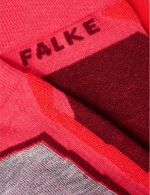 Falke Ergonomic Sport System Womens 8680 Rose Sk4 Advanced Contrast-panel Woven Knee-length Socks In 8680 Rose