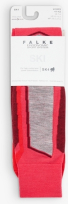 Falke Ergonomic Sport System Womens 8680 Rose Sk4 Advanced Contrast-panel Woven Knee-length Socks In 8680 Rose