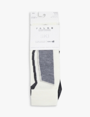 FALKE FALKE ERGONOMIC SPORT SYSTEM WOMEN'S 2040 OFFWHITE SK4 ADVANCED CONTRAST-PANEL WOVEN KNEE-LENGTH SOC