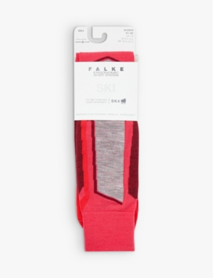 Falke Sk4 Advanced Contrast-panel Woven Knee-length Socks In 8680 Rose