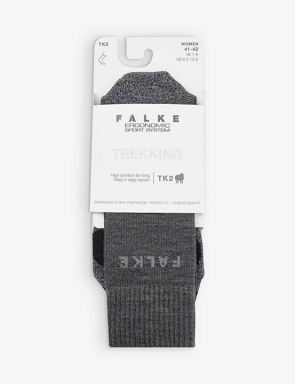 Falke Ergonomic Sport System Womens 3180 Asphalt Tk2 Explore Ribbed-cuff Stretch-woven Ankle Socks In Grey