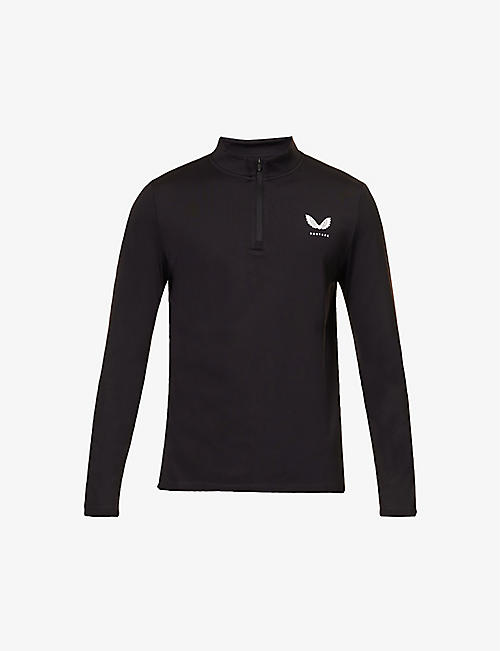 CASTORE: Brand-print half-zip stretch-woven sweatshirt