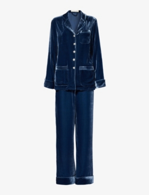 Shop Olivia Von Halle Women's Steel Coco Regular-fit Rayon And Silk-blend Pyjama Set