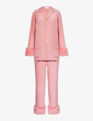 Olivia von Halle  Yves Pink Silk Satin Pyjamas