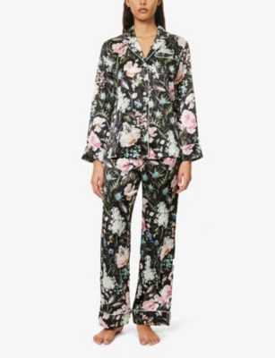 Shop Olivia Von Halle Womens Esme Lila Floral-print Silk Pyjama Set
