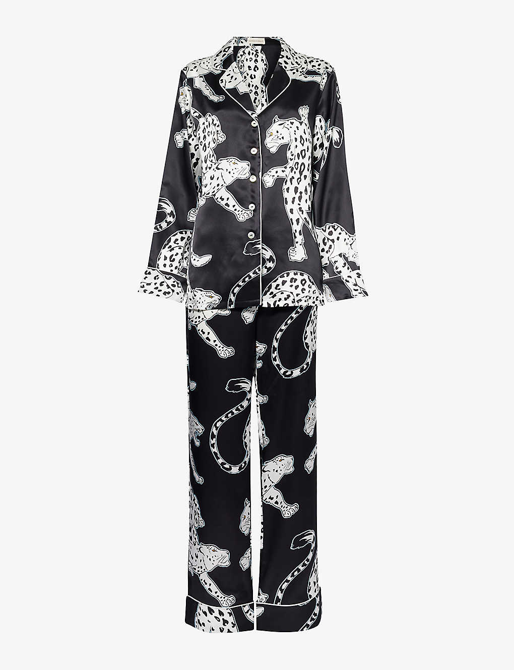 Shop Olivia Von Halle Women's Isla Lila Graphic-pattern Silk Pyjama Set