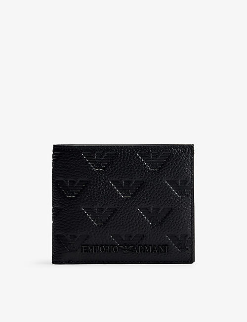 EMPORIO ARMANI: Bi-fold brand-debossed leather wallet