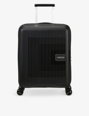 American Tourister Black Aerostep Expandable Four-wheel Suitcase 55cm