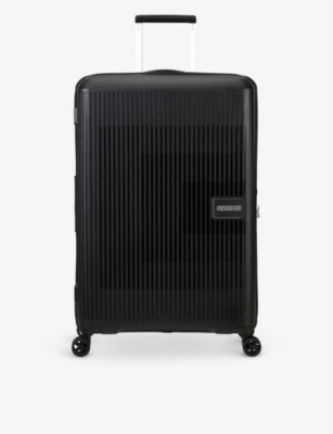 American Tourister Black Aerostep Expandable Four-wheel Suitcase 77cm
