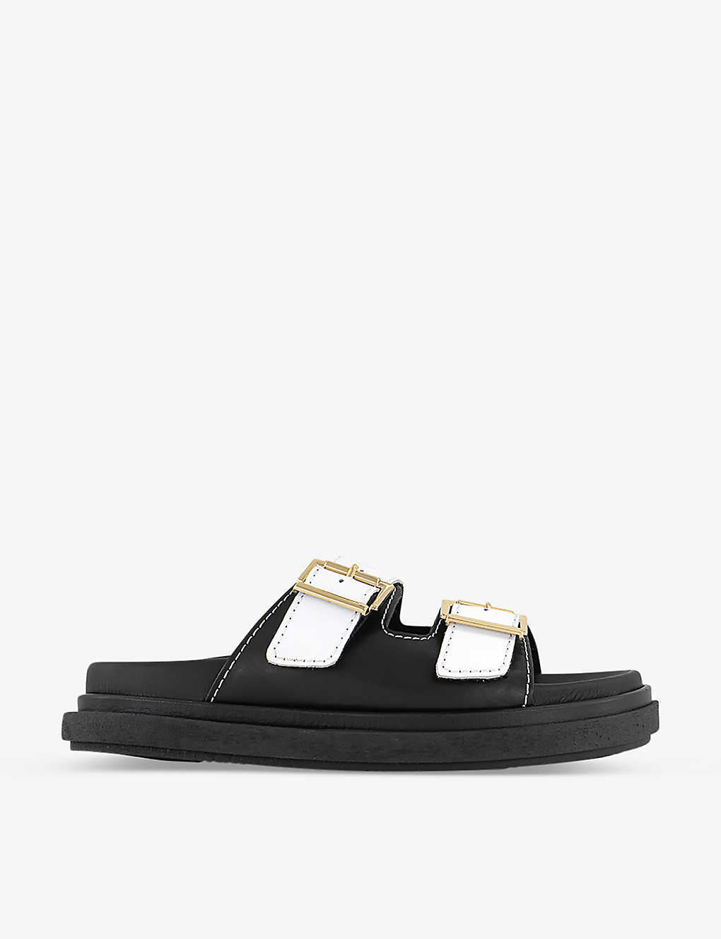 Alohas Buckle-embellished Leather Sandals In Black