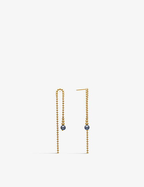 RACHEL JACKSON: Stellar Orb 22ct yellow gold-plated sterling-silver and pearl drop earrings