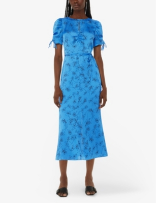 WHISTLES: Aurelie Scribble Daisy floral-print woven-blend midi dress