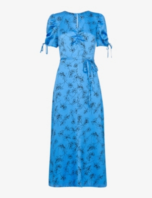 WHISTLES: Aurelie Scribble Daisy floral-print woven-blend midi dress