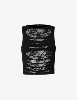 JADED LONDON - Super Slashed semi-sheer stretch-cotton top | Selfridges.com