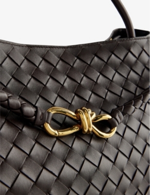 Bottega Veneta Womens Fondant-m Brass-fond Andiamo Leather Top-handle Bag In Fondant-m Brass-fond