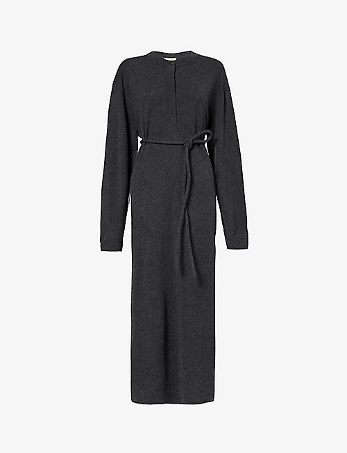 LE KASHA: Darhan tie-waist organic-cashmere knitted maxi dress