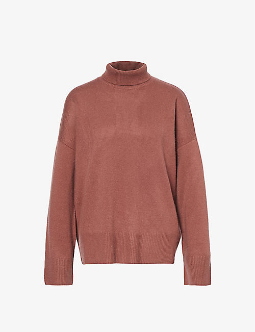 LE KASHA: Suede roll-neck relaxed-fit organic-cashmere knitted jumper