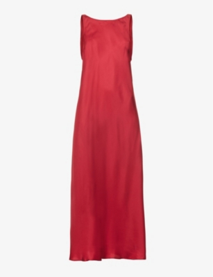Shop Le Kasha Tabundy Sleeveless Silk Maxi Dress In Framboise
