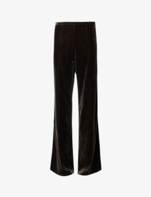 Le Kasha Silk Velvet San Polo Trousers In Brown