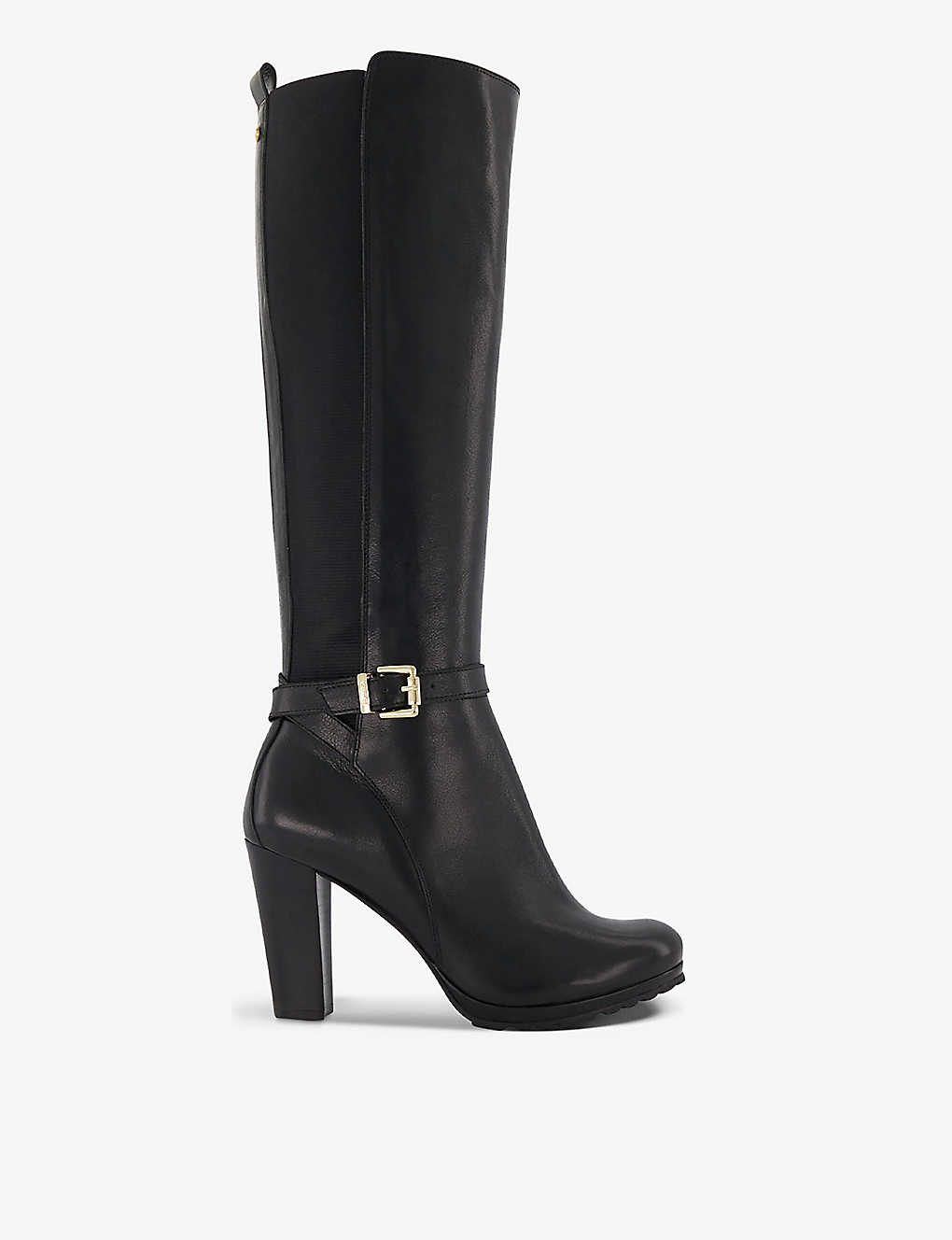 Dune Sareena Buckle-embellished Knee-high Leather Boots In Black-leather