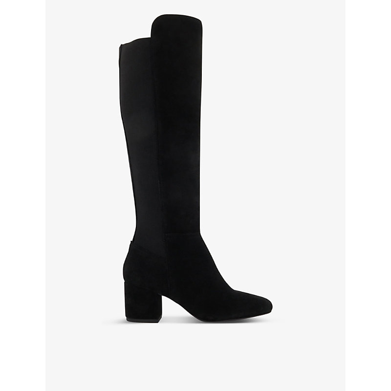 Dune Womens Black-suede Theme Suede Knee-high Boots