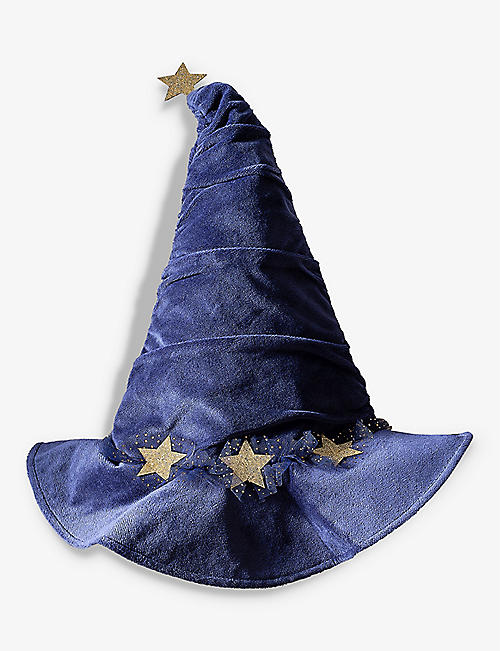 GINGER RAY: Glitter star and tulle-trim velvet wizard hat
