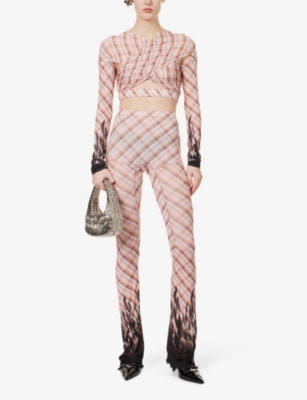 Shop Knwls Anti-cross Graphic-print Stretch-woven Top In Pink