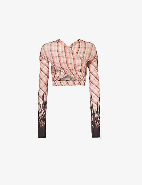 KNWLS: Anti-Cross graphic-print stretch-woven top
