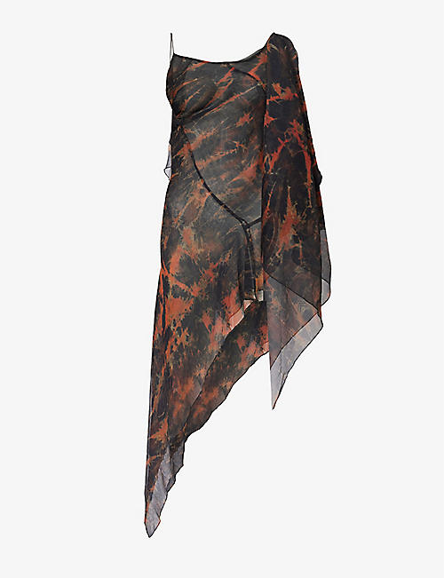 KNWLS: Fuel abstract-pattern silk mini dress