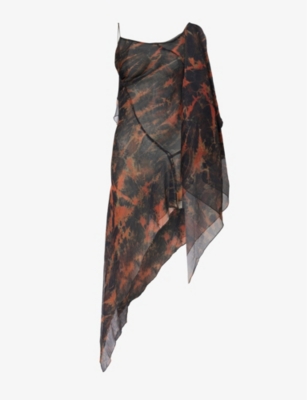 Shop Knwls Women's Acid Flame Fuel Abstract-pattern Silk Mini Dress