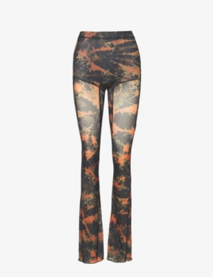 Shop Knwls Halcyon Flared Mid-rise Stretch-woven Leggings In Acid Flame