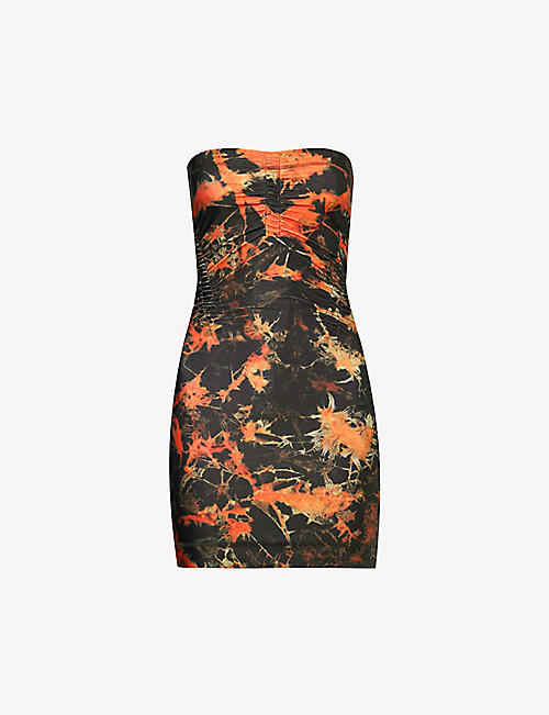 KNWLS: Skinn abstract-pattern stretch-woven mini dress
