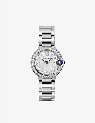 CARTIER: CRW4BB0034 Ballon Bleu de Cartier stainless-steel and 0.56ct brilliant-cut diamond quartz watch