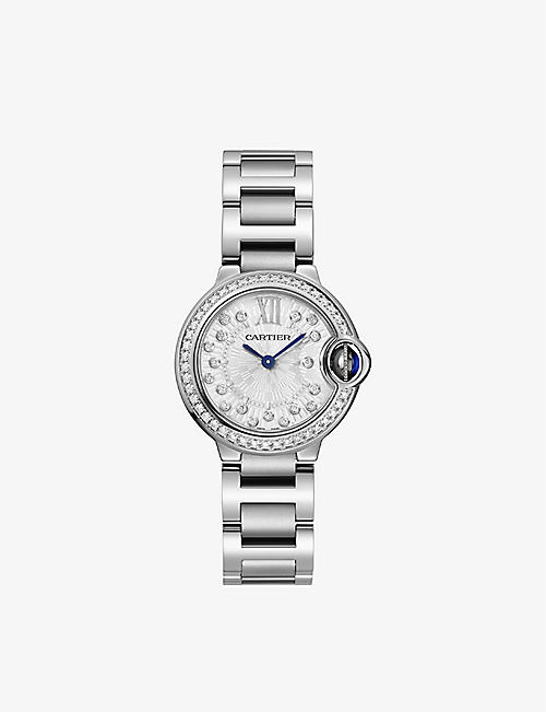 CARTIER: CRW4BB0034 Ballon Bleu de Cartier stainless-steel and 0.56ct brilliant-cut diamond quartz watch