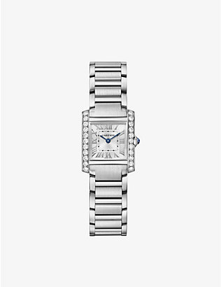 CARTIER: CRW4TA0020 Tank Francaise small stainless-steel and 0.70ct diamond quartz watch
