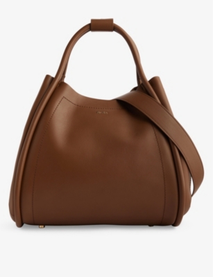 Max Mara Tabacco Marin Leather Top Handle Bag