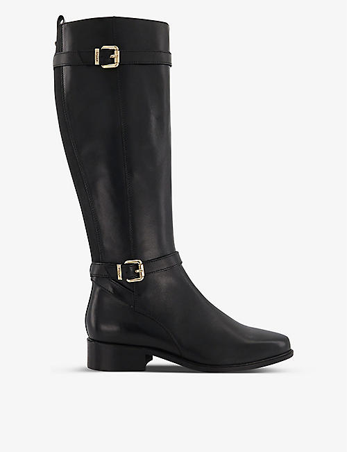 DUNE: Tepi side-buckle leather knee-high boots