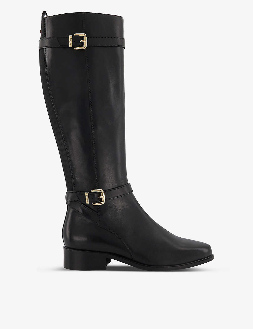 Dune Womens Black-leather Tepi Side-buckle Leather Knee-high Boots