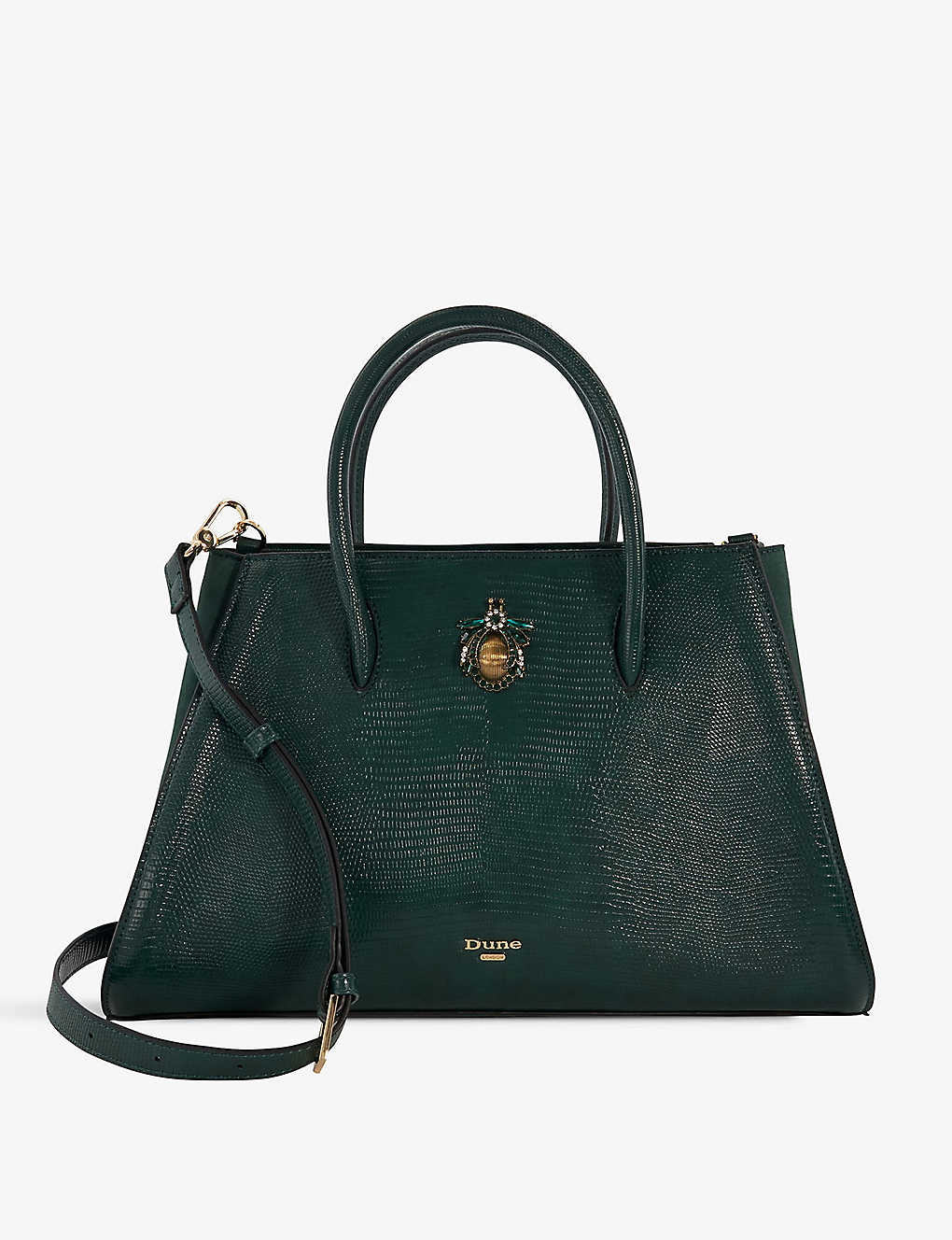 Dune Green-reptile Synthetic Daitlyn Faux-leather Top-handle Handbag