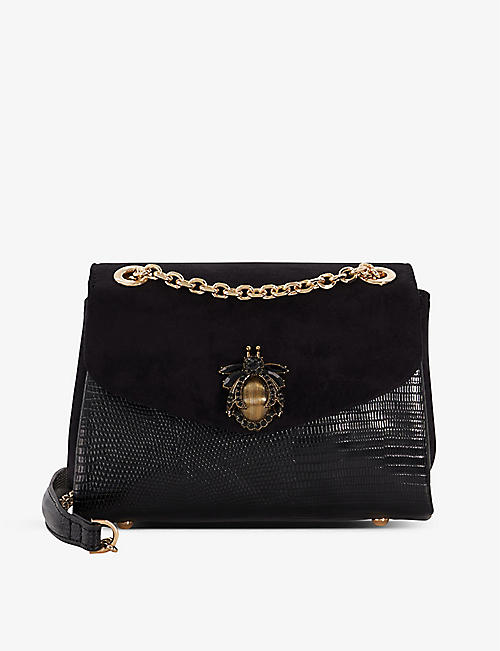 DUNE: Dusk bug-embellished faux-leather handbag
