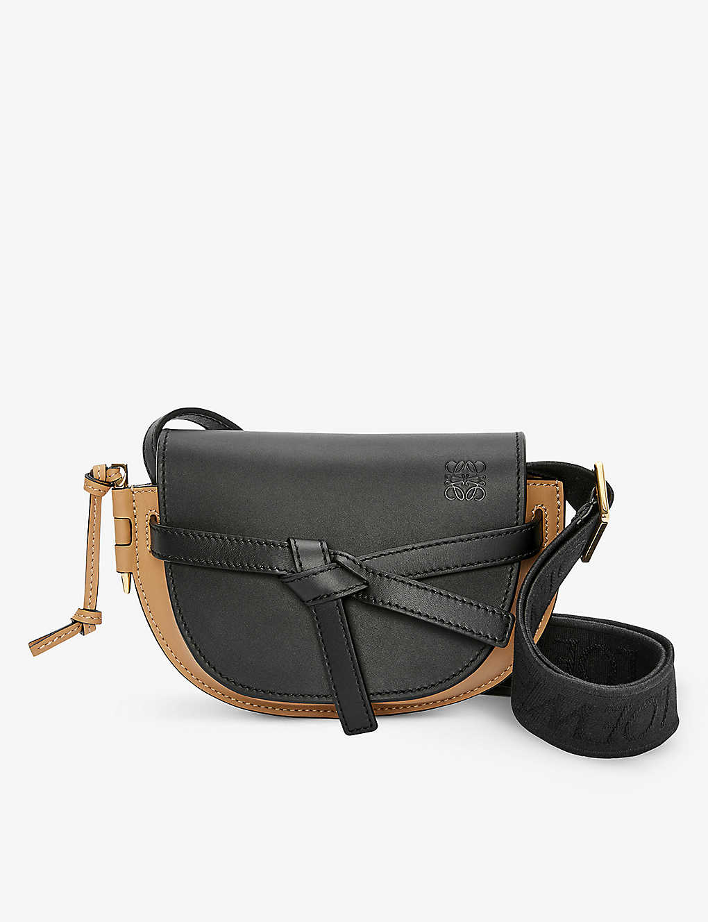 Loewe Gate Dual Mini Leather Cross-body Bag In Black/warm Desert
