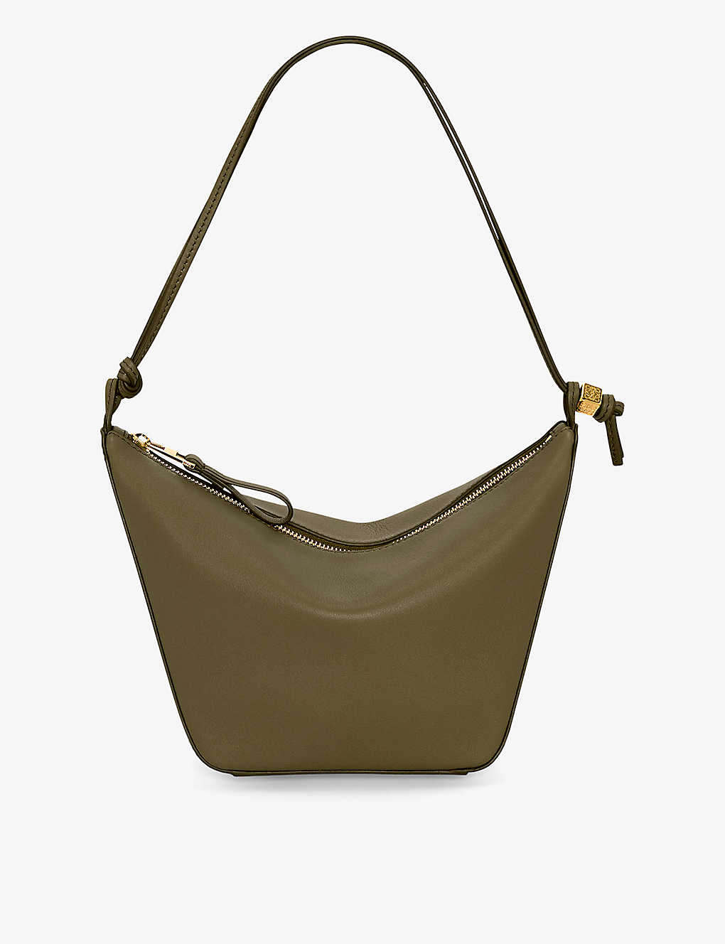 Loewe Hammock Mini Zip Leather Shoulder Bag In Dark Khaki Green